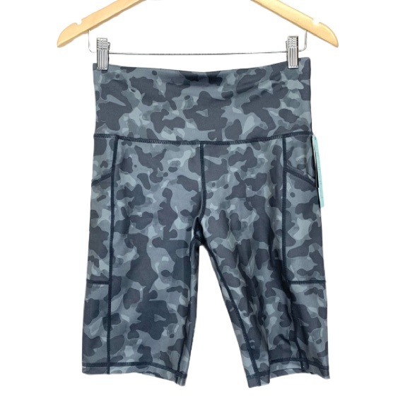 Ideology Camo Print Athletic Bike Shorts In Stadium Gray Nwt Size Small - Picture 1 of 14
